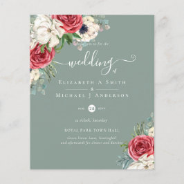 Flyer Elegante presupuesto de Boda floral azul blanco ro