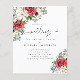 Flyer Elegante presupuesto de Boda floral azul blanco ro