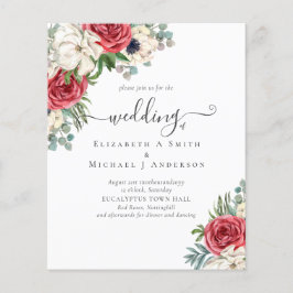Flyer Elegante presupuesto de Boda floral azul blanco ro