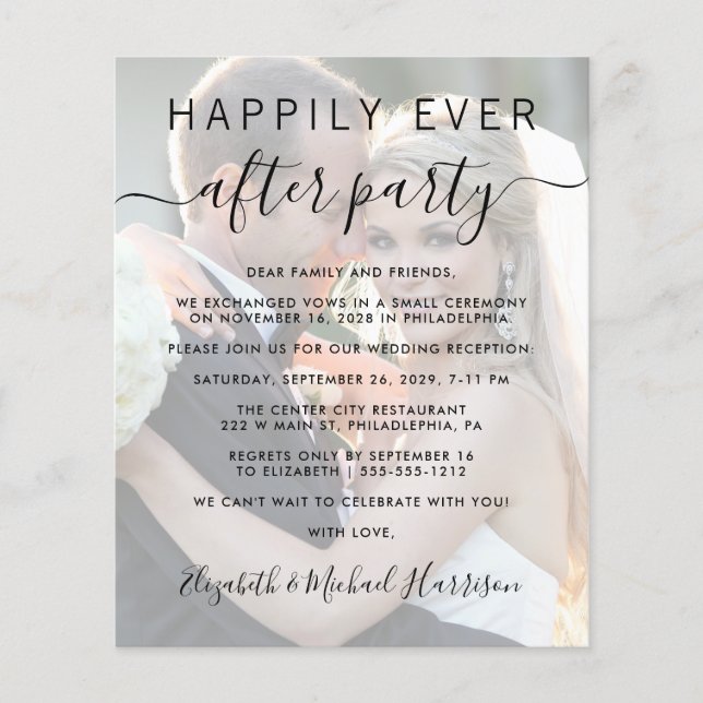 Flyer Elegante presupuesto de la recepción de la boda fo (Frente)