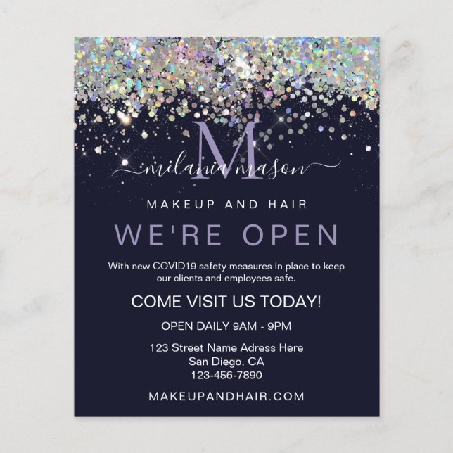 Flyer Elegante Purpurina holográfico Somos el Salón Abie (Frente)