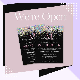 Flyer Elegante Purpurina holográfico Somos el Salón Abie