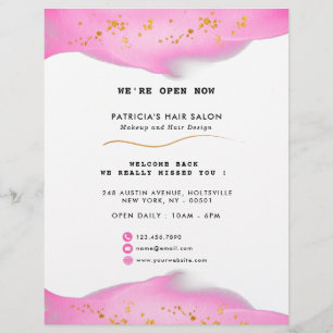 Flyer Elegante Purpurina Rubor Rosa Y Oro