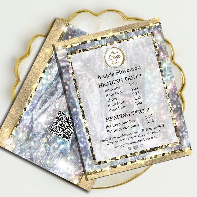 Flyer Elegante Purpurina único del Holograma Plateado Or ( Elevate your event with a touch of luxury and sparkle! #diamond #luxuryflyer #silverandgoldflyer)