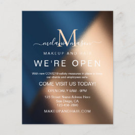 Flyer Elegante Rosa azul de la Marina Somos Salón Abiert