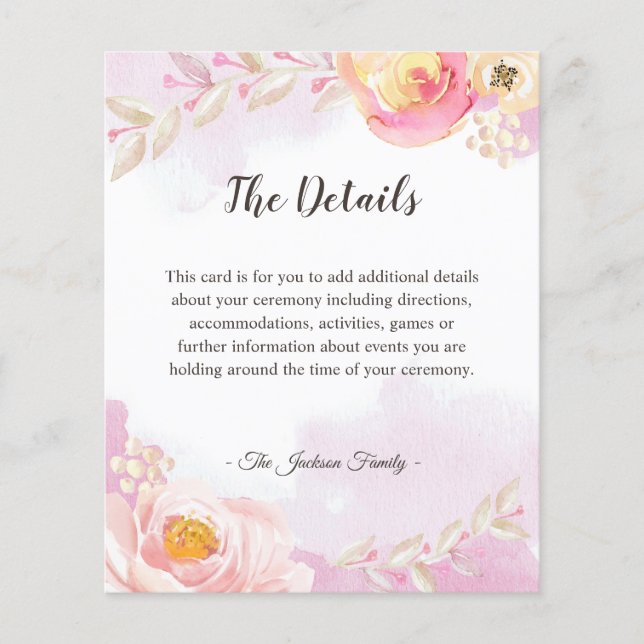 Flyer Elegante Rosa de Oro Rosa Girly Jardín Detalles Vo (Frente)