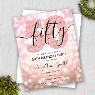Flyer Elegante Rosa moderno Oro 50 cumpleaños