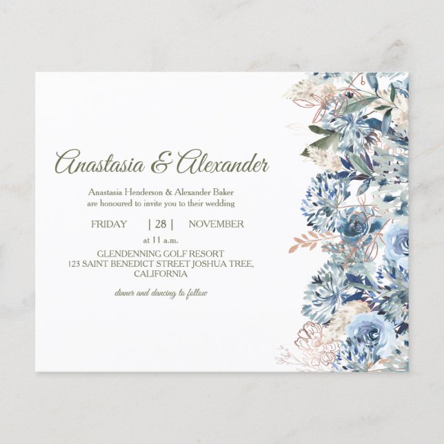 Flyer Elegante RoseBudget Invitación a la ceremonia boda (Frente)