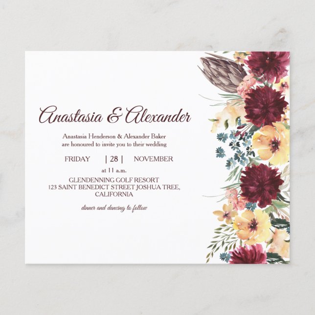 Flyer Elegante RoseBudget Invitación a la ceremonia boda (Frente)