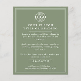 Flyer Elegante Sage Green Business Logo Promocional