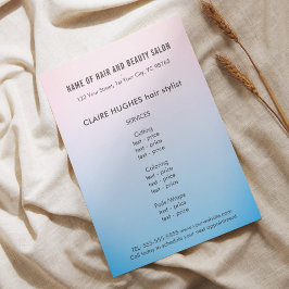 Flyer Elegante salón de belleza de gradiente azul Rosa