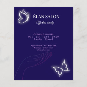 Flyer Elegante Salón de Belleza Glow Chic Mariposa