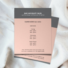 Flyer Elegante Salón De Belleza Gris Rosa Oscuro