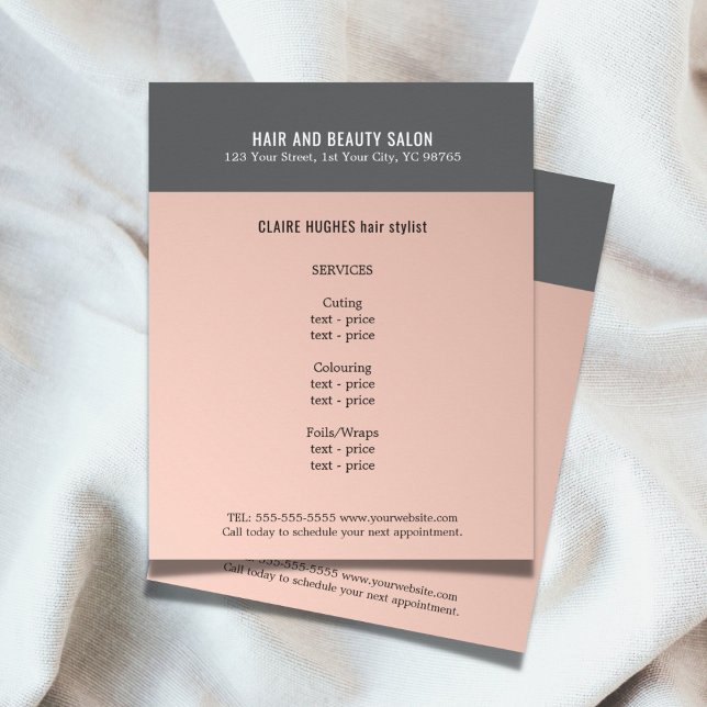 Flyer Elegante Salón De Belleza Gris Rosa Oscuro (Subido por el creador)