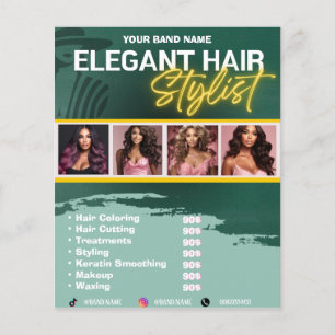 Flyer Elegante Salón Estilista De Cabello Maquillaje Vol
