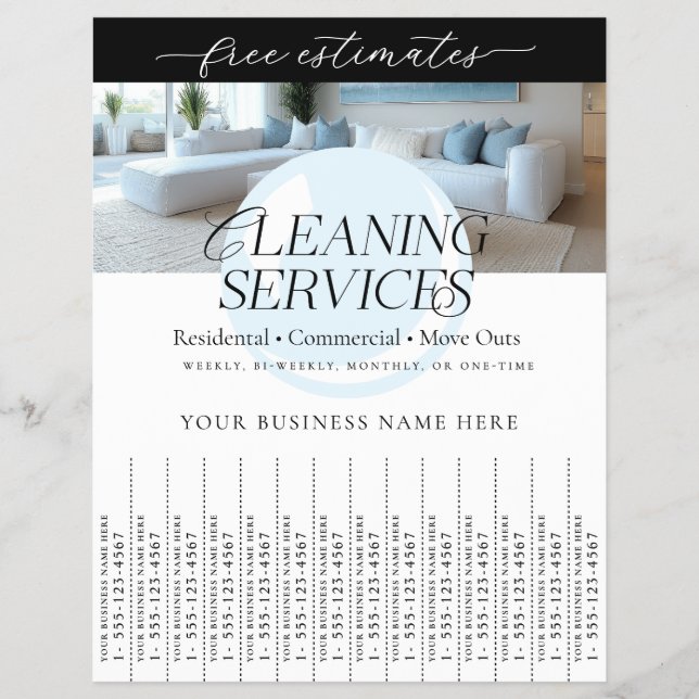 Flyer Elegante Servicio De Limpieza Desgarrando El Volan (Frente)