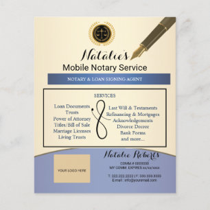 Flyer Elegante Servicio de Notaría Móvil Foto Púrpura y