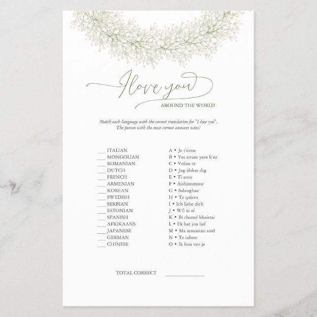 Flyer Elegante Te Amo Alrededor Del Mundo Juego Y Respue (Frente)