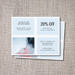Flyer Elegante terapista de foto azul blanco limpio<br><div class="desc">Elegante volante,  plantilla de diseño de cupones con una foto profesional de estudio. Herramienta de marketing perfecta para sus clientes. Este volante es totalmente personalizable,  puedes agregarle tus datos personales fácilmente. Si necesita ayuda para personalizar,  por favor contáctenos. Puede hacer coincidir este producto con tarjetas de visita.</div>