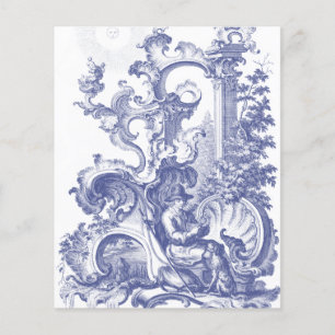 Flyer Elegante Toile Barroco Francés Azul