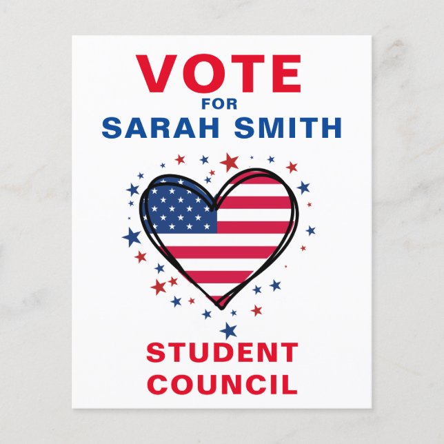 Flyer Elegante voto para presidente de clase: CORAZÓN (Frente)