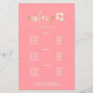 Flyer Elegante y moderno labios y maquillaje de oro rosa