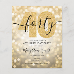 Flyer Elegante y moderno oro 40 cumpleaños Fiesta invita
