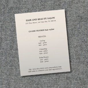 Flyer Elegante y sencillo peluquero Faux Silver