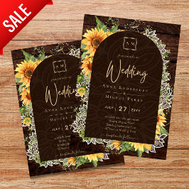 Flyer Elegantes girasoles rústicos y bodas de encaje inv