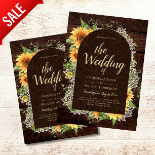 Flyer Elegantes girasoles rústicos y bodas de encaje inv