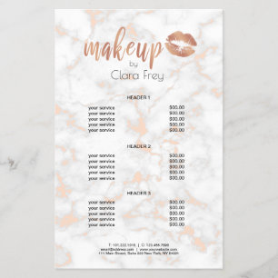 Flyer Elegantes labios de oro de rosa de cobre y maquill