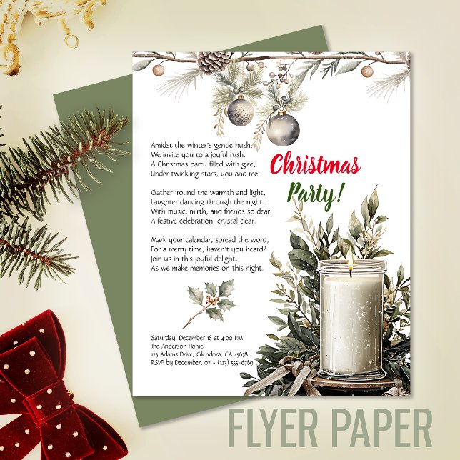 Flyer Elegantes Navidades invitan a fiesta de velas de v (Exceptional value: budget-friendly Christmas invitation for memorable events and cost saving!)