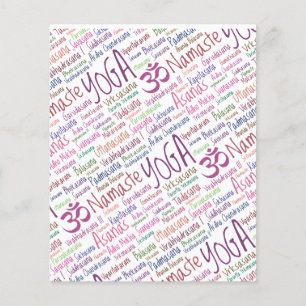 Flyer Elegantes posiciones de yoga púrpura en el patrón 