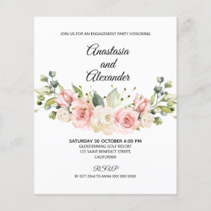 Flyer Elegantes rosas/presupuesto - Invitación del parti