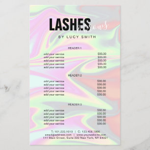 Flyer Elegantes y elegantes azotes y cejas holográficos