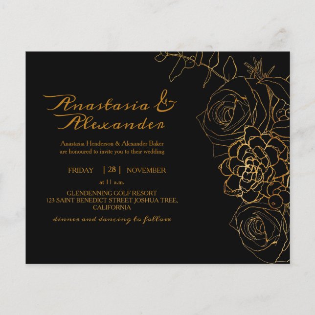 Flyer ElegantGold Invitación a la ceremonia de boda. (Frente)