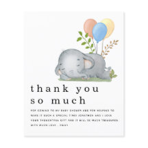 Elephant Blue Boy Baby Shower gracias