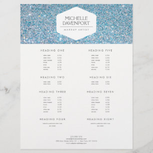 FLYER EMBLEMA BLANCO ELEGANTE EN PURPURINA AZUL