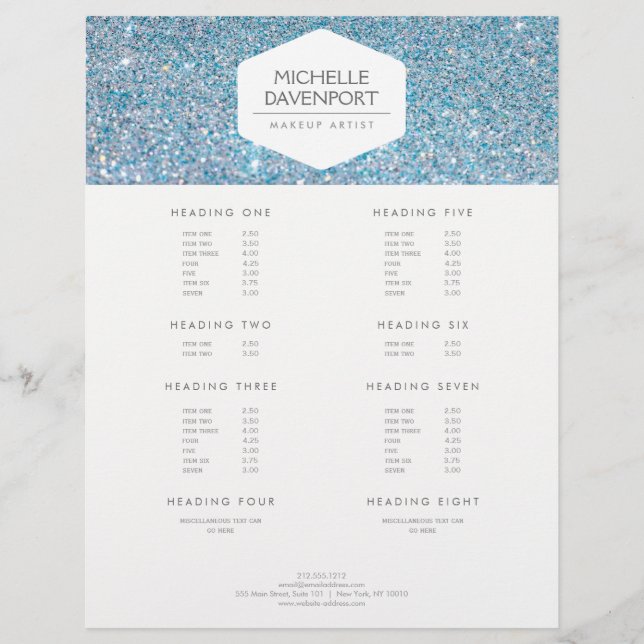 FLYER EMBLEMA BLANCO ELEGANTE EN PURPURINA AZUL (Frente)