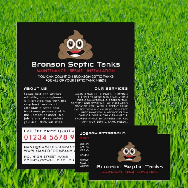 Flyer Emoji Poop, Compañía séptica, anuncio de ingeniero (Subido por el creador)