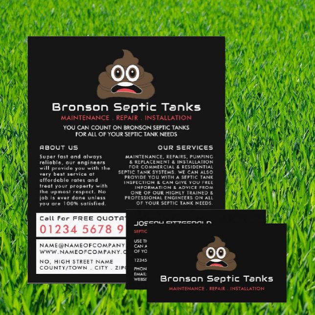 Flyer Emoji Poop, Compañía séptica, anuncio de ingeniero (Subido por el creador)