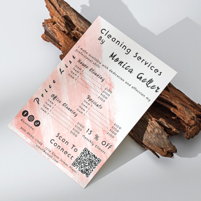 Flyer Empleada de limpieza Ama de casa Precio Rosa Oro R (House Keeping Maid Price Rose Gold Blush Qr Code Flyer)