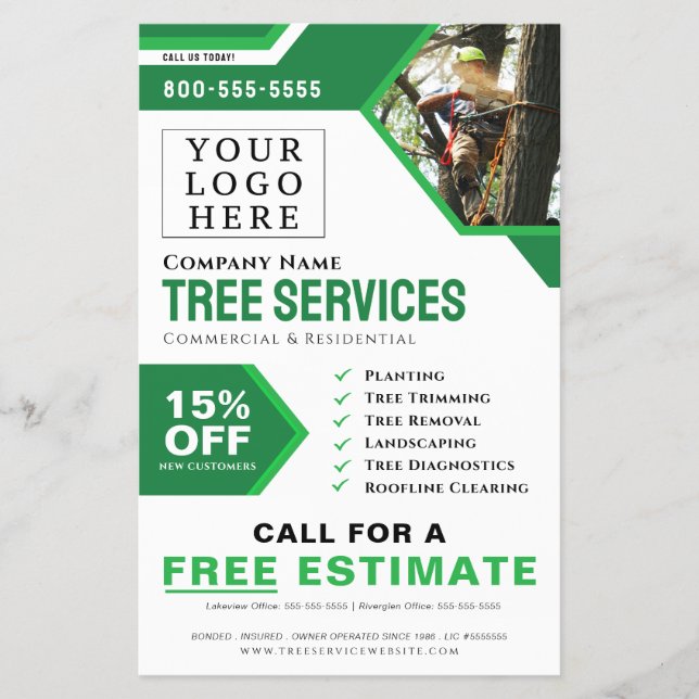 Flyer Empresa de servicios de árbol de logotipos (Frente)