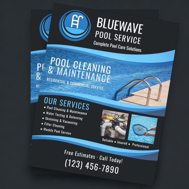 Flyer Empresa profesional de servicios de piscinas (Subido por el creador)