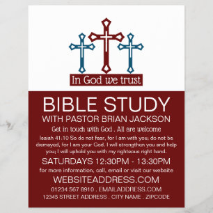 Flyer En Dios confiamos, Crucifijo, clase de Biblia Cris