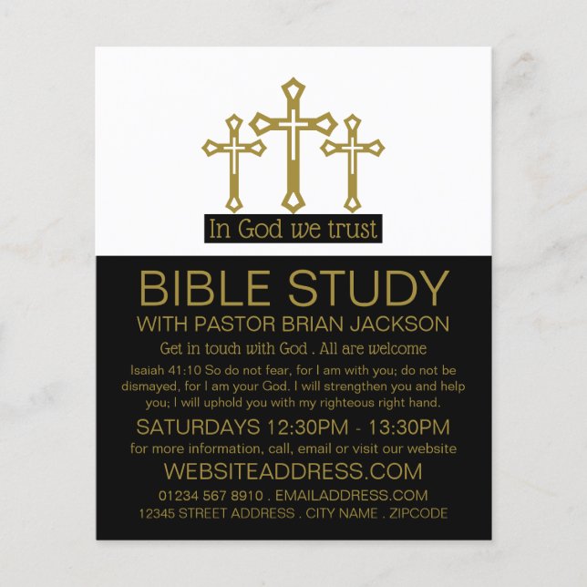 Flyer En Dios confiamos, Crucifijo, clase de Biblia Cris (Frente)