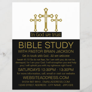 Flyer En Dios confiamos, Crucifijo, clase de Biblia Cris