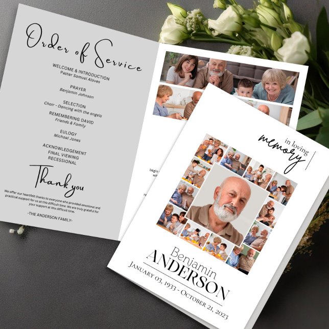 Flyer En el funeral del Collage de fotos Obituario de la (obituary template,funeral program,order of service,celebration of life,funeral booklet,funeral cards)