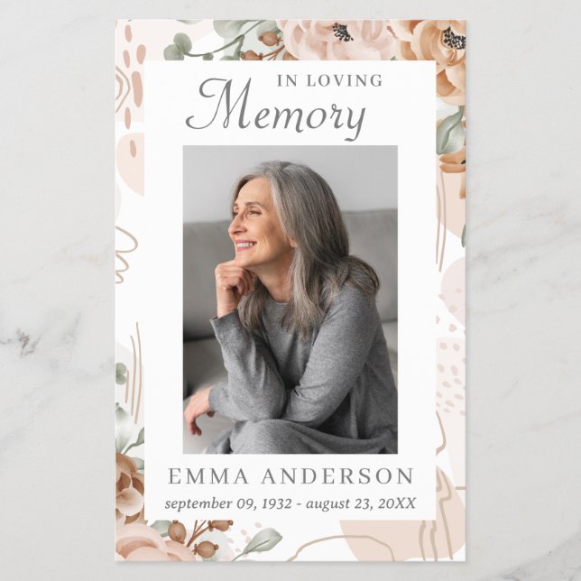 Flyer En la memoria amorosa | Oración funeraria fotográf (Frente)