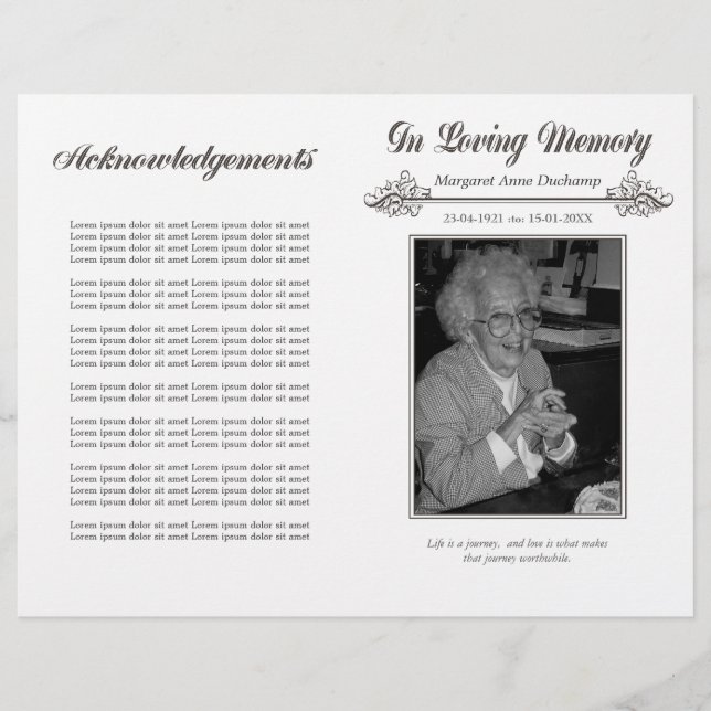 Flyer En Memoriam Love Memory Funeral Booklet Template (Frente)